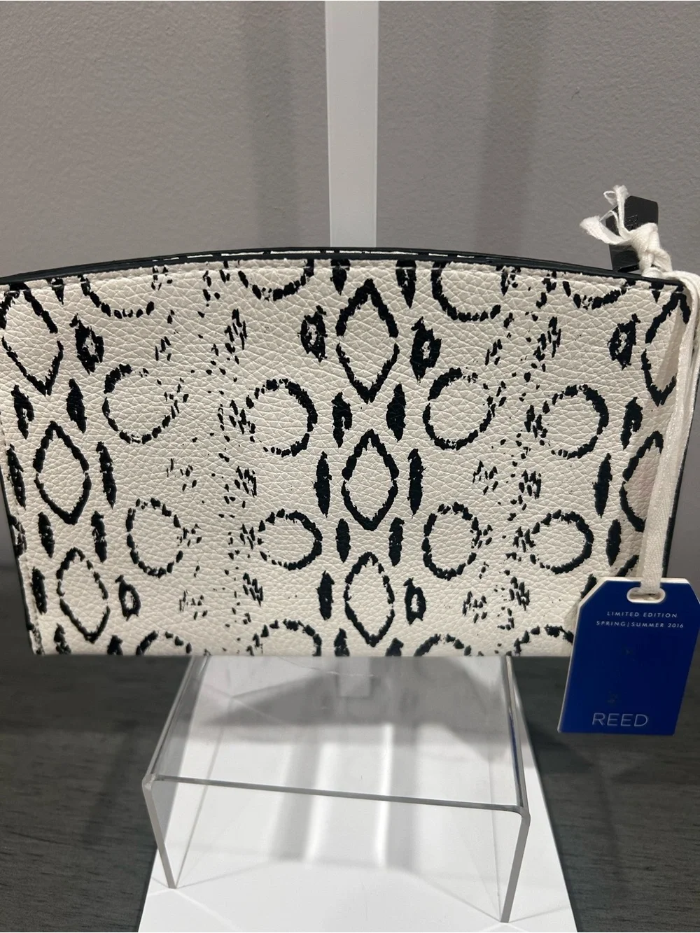 Cream and Black Women's Wristlet Pouch
